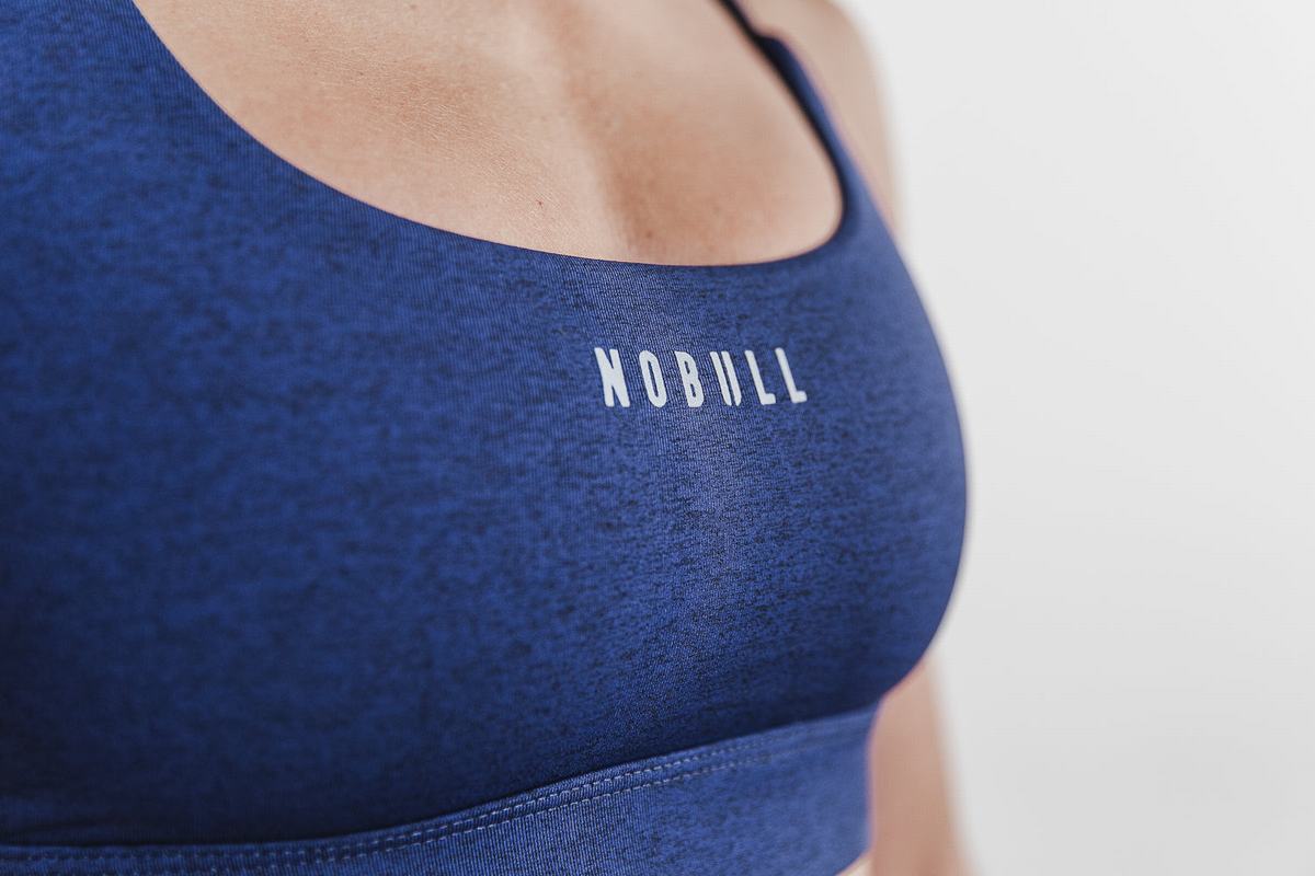 Nobull Plush Heather Women's Sports Bras Navy | Australia (VS4052)